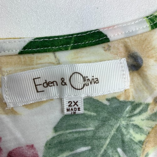 Eden & Olivia Tunic Top Women's Plus 2X Sleeveless Multicolor Floral V-Neck - Picture 3 of 8