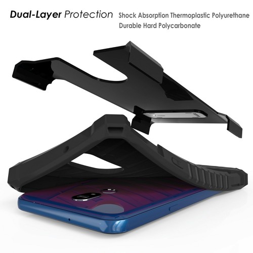 Funda rígida militar híbrida a prueba de golpes con soporte + cubierta de vidrio templado para LG Stylo 5 - Imagen 15 de 34