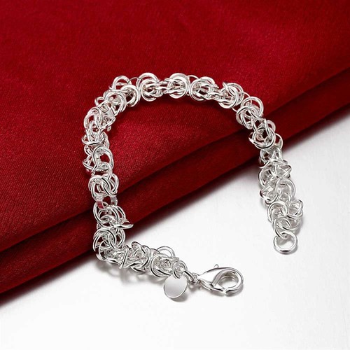 Hot 925 sterling Silver charm circle classic Bracelets for Women fashion jewelry - Picture 5 of 6