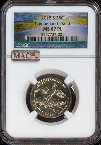 2018 S Cumberland Island Quarter NGC MS67 PL MAC Quality✔️ - Afbeelding 1 van 2