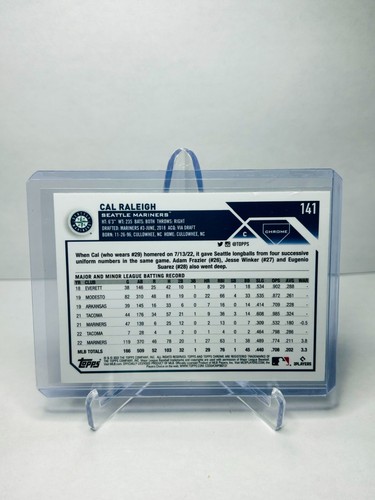 2023 Topps Chrome Cal Raleigh Pink Refractor #141 Mariners - Bild 2 von 2