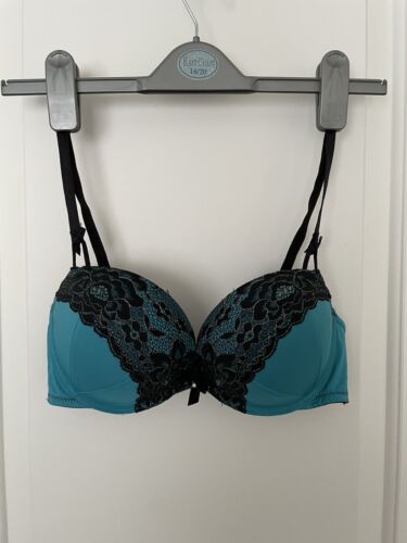 Ann Summers blau-schwarzer Extreme Boost Push-up-BH – UK-Größe 34C