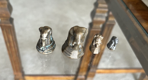 Set pesi antico elefante oppio bronzo - Foto 8 di 9