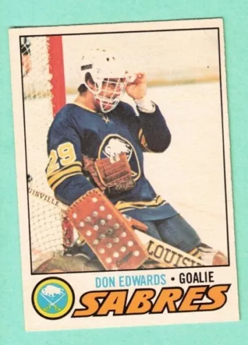 (1) DON EDWARDS 1977-78 O-PEE-CHEE # 201 SABRES GOALIE ROOKIE VG  (K3535)