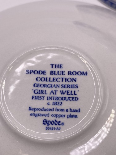 SPODE Blue Room Collection Georgian Series “Girl at Well” Tea Cup & Saucer - Picture 7 of 8
