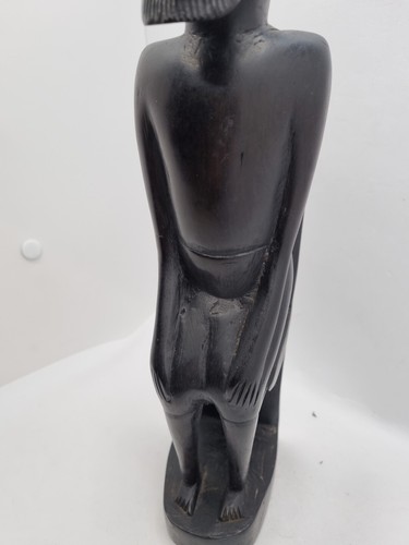 Figura africana de ébano 13" tallada de madera tribal sentado estatua étnica vintage - Imagen 9 de 13