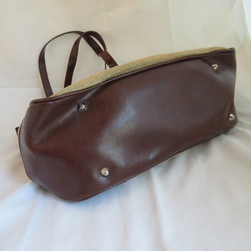 Vintage Etienne Aigner Tan Basket Weave & Faux Leather Shoulder Bag Tote Purse - Picture 8 of 12