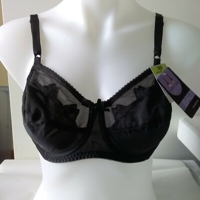 NWT Flower Bali 0180 Comfort-U Design Black Underwire Bra 38B $39 New!