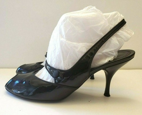 AUTHENTIC PRADA PEEP TOE TOE SLING BACK PATENT LEATHER HIGH HEEL SHOE WOMENS S38 - Picture 8 of 12