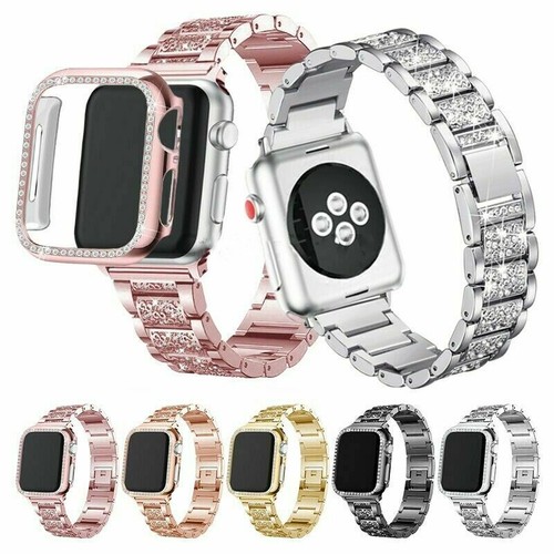 Correa de diamante brillante + estuche protector para Apple Watch 40/42 mm iWatch 6 5 4 3 - Imagen 2 de 16