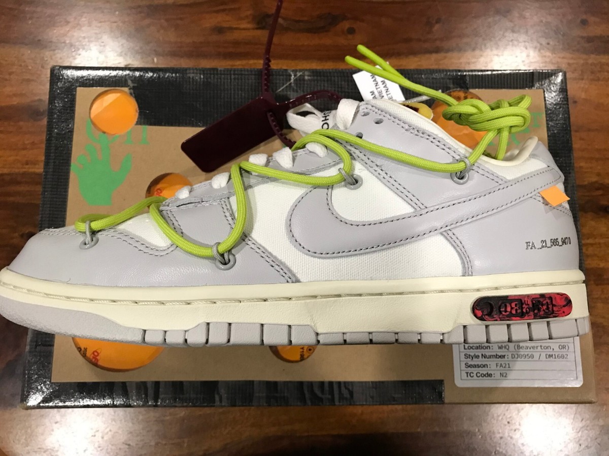 NEW - Nike Dunk Low Off-White Lot 7 Sail/Neutral Grey Mens Size 9