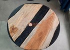 Black Round Acacia Wooden Epoxy Center Coffee Table Headboard Luxury Home Decors
