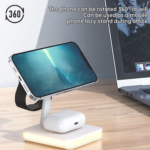 Wireless Charger Magnetic Fast Charging Station for iPhone Apple Watch AirPods - Photo 7 sur 22