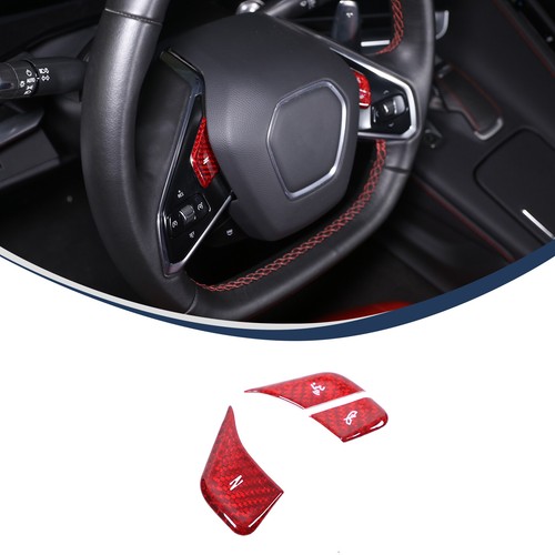 Steering Wheel 3 Button Patch Trim For Corvette C8 Z06 Z51 2020-2024 Red Carbon - Picture 2 of 12
