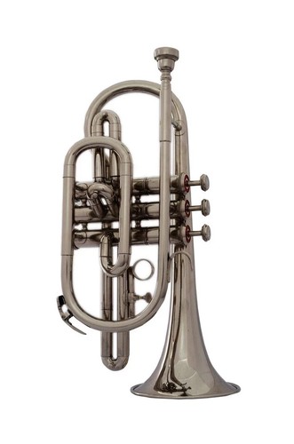 STUDENT!!! Bb CORNET CHROME FINISH FREE HARD CASE+MOUTHPIECE+FAST SHIPPING - Picture 4 of 7