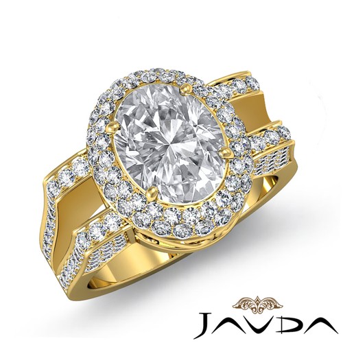 1.9ctw Gala Halo Split Shank Oval Diamond Engagement Ring GIA E-VS2 White Gold - Bild 8 von 12