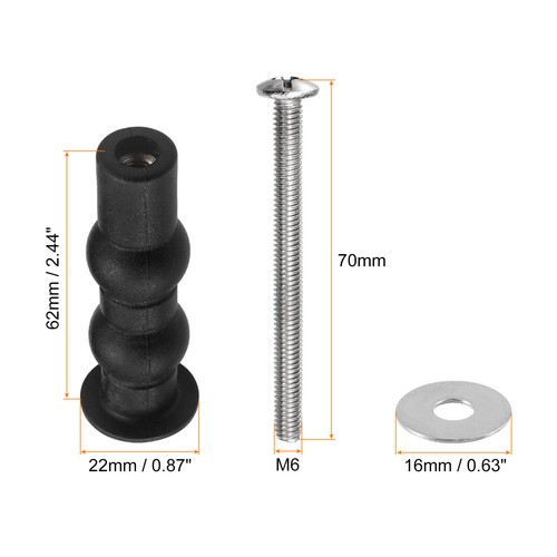 Juego de 2 tuercas superiores de perno de goma expansiva M6 (diapositiva de lavadora: 16 mm/0,63") - Imagen 2 de 7