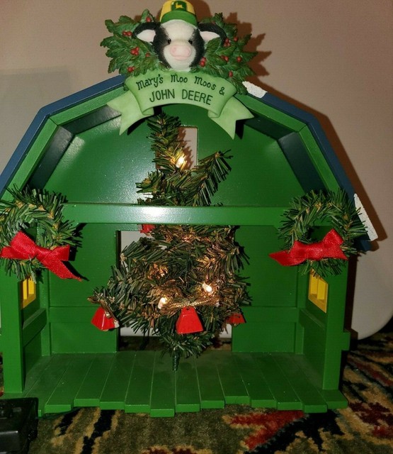 John Deere Christmas Barn Display For Mary Moo Moos By Enesco