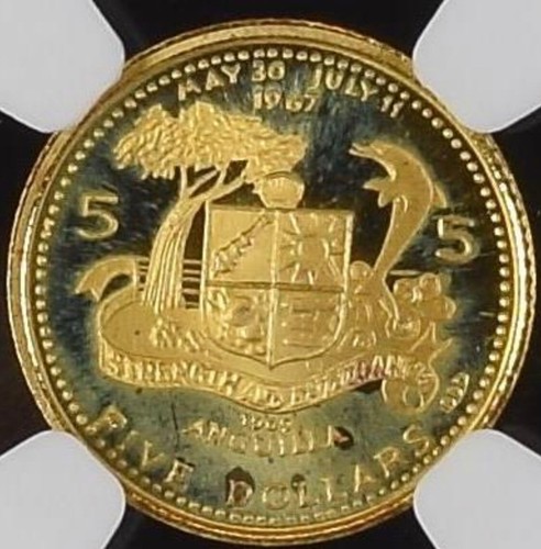 Anguilla 1969 Methodist Church 5 Dollars NGC PF67 Gold Coin,Proof - Picture 2 of 3