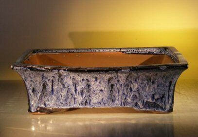 Marble Blue Ceramic Bonsai Pot Rectangle Outside Dimension:12.0" x 9.5" x 3.4" - Picture 1 of 1