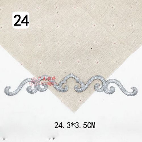 Gold Silver Embroidered Patches Iron On Applique Clothing Badges Craft Appliques - Picture 38 of 54