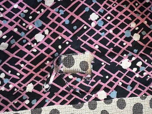 Vintage 1950’s Pleated Circle Skirt Pink Blue White On Black Ripped - Picture 6 of 9