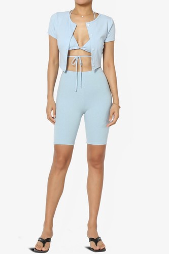 TheMogan Junior's Anti Cellulite Ribbed High Rise Mid Thigh Basic Biker Shorts - Picture 20 of 38