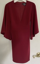 Lulus Glimpse Of Glamour Dress Bell Sleeve Vneck Wine Red Size XS
