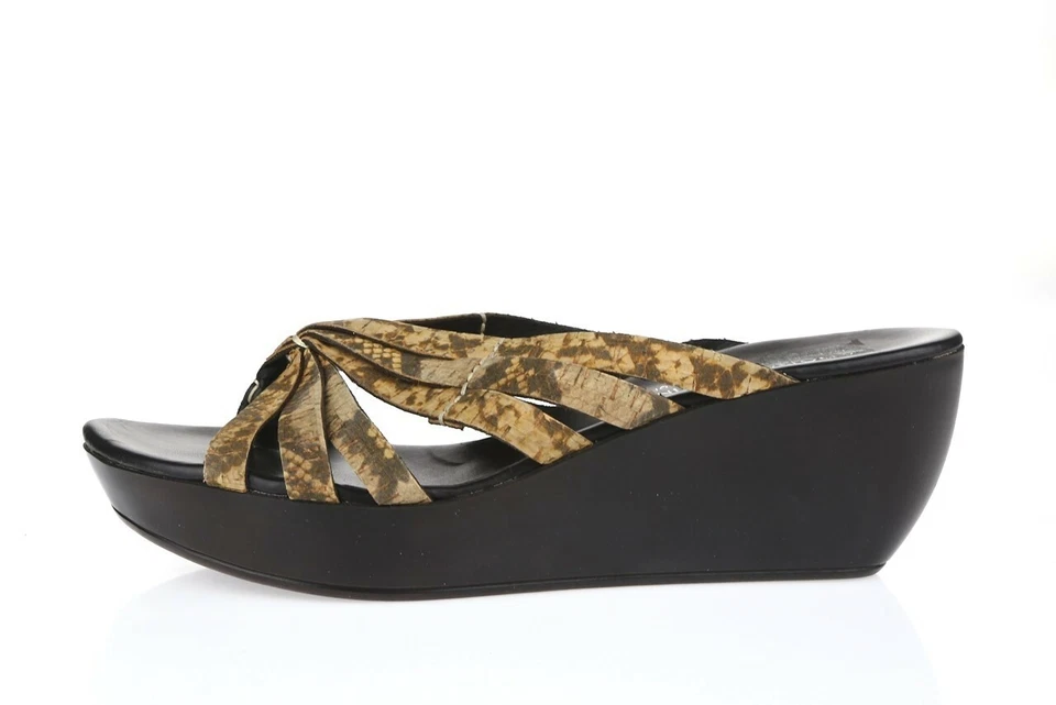 Chinelos anabela femininos Donald J pliner couro marrom salto alto tamanho 9,5 M - Imagem 2 de 4