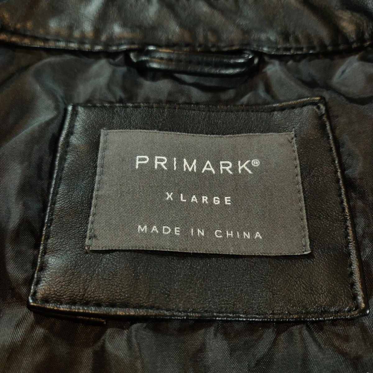 Primark Jacket Mens Size XL Black Faux Leather Coat Bomber Biker