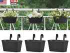 Metal Railing Planter Box 3 Pack Balcony Hanging Planter for Outdoor Plants with