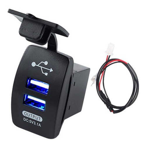 USB double prise LED chargeur de voiture port 12V - 24V 3.1a avec cordon - Photo 8 sur 15