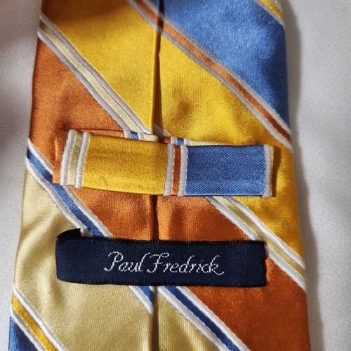 Paul Fredrick Multicolor Striped Mens Silk Dress Tie 64x3.5 Inches - Picture 3 of 6