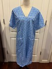 Women Short Sleeve Duster Housecoat w/side Pockets Blue W/Hearts Sz XL 39"x23"