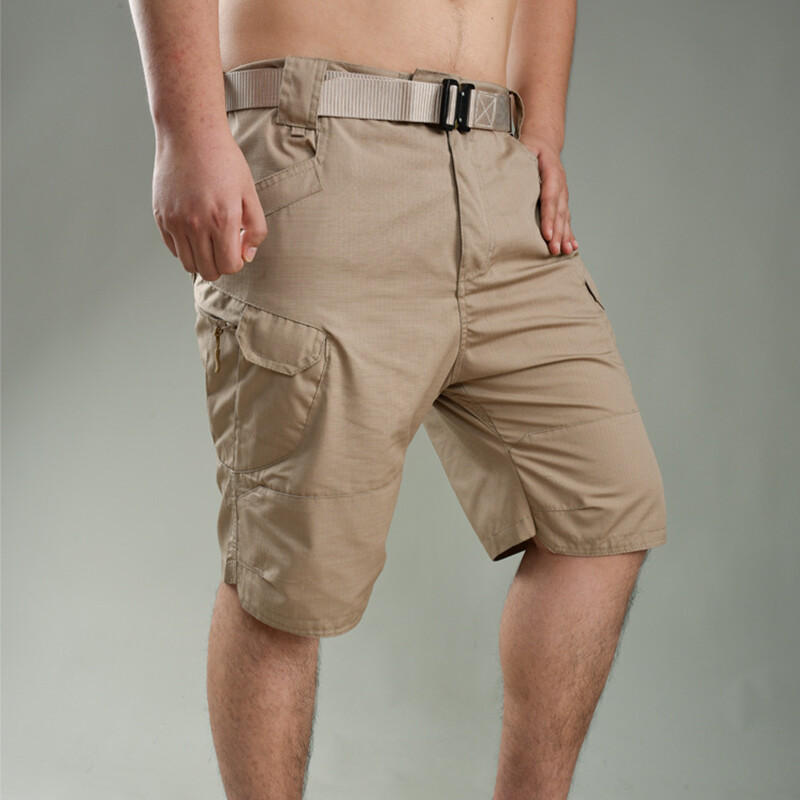 ハーフ・ショートパンツ HUECLOSET Hem stitch military cargo half pants Mens Army Cargo Combat Shorts Casual Pockets Work Cotton