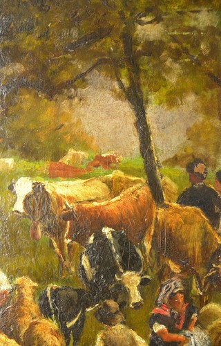 Giuseppe FERRAUDI (Torino 1853–1929) Piccolo mercato di bestiame 35x24 anno 1887 - Bild 17 von 23