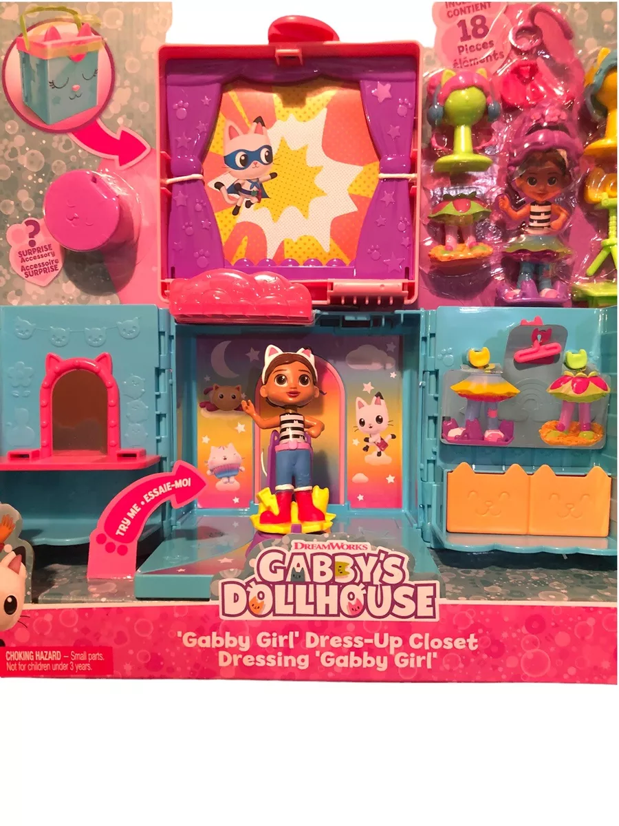  Gabby's Dollhouse, Dress-Up Closet Portable Playset with a Gabby  Doll, Surprise Toys and Photo Shoot Accessories, Kids Toys for Ages 3 and  up : Toys & Games