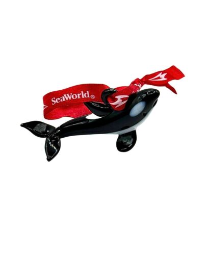 SeaWorld Passhalter Orca/ Killerwal Ornament aus mundgeblasenem Glas