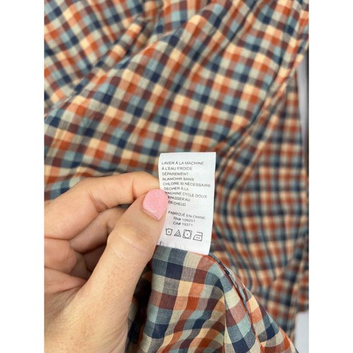 Birds of Paradis Breezy Ruffled High Neck Blouse Top Bonita Plaid Size: L NWT - Picture 10 of 11