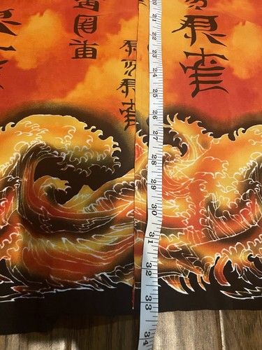 Odo Y2K Men Chinese Hawaiian Shirt Dragon Fire Waves Size XL Vintage - Picture 5 of 6
