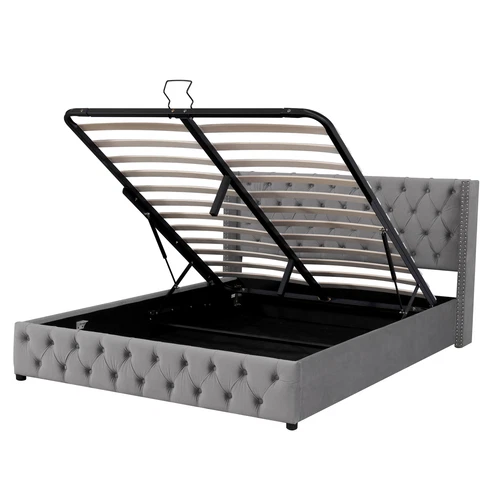 Upholstered Bed with Hydraulic Lever, Functional Bed from Storage 150 X 200 cm - Picture 9 of 22