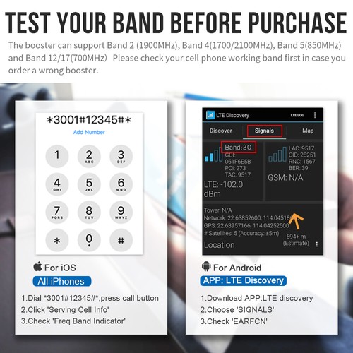 Amplificateur de signal de téléphone portable bande 2/4/5/12/17 pour Canada 700/850/1700/1900 MHz - Photo 7 sur 7