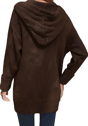 Damen V-Ausschnitt Strick Pullover Knopf Langarm Solide Freizeit Cardigan  - Bild 3 von 5