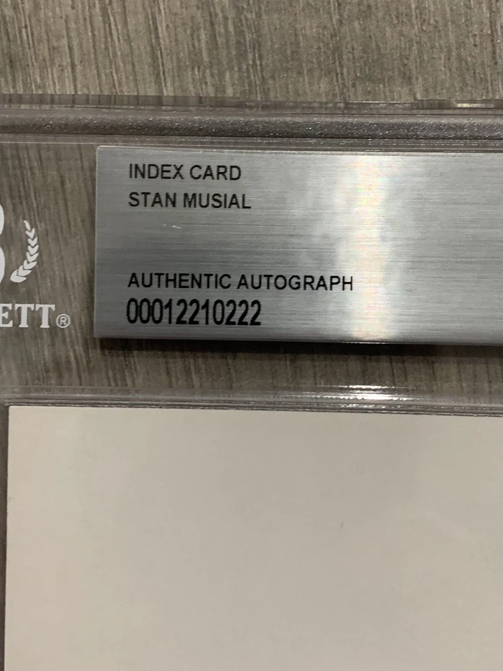 stan musial signed autographed slabbed index card beckett bas coa - Image 2 of 3