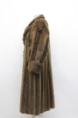 EXCELLENTE VESTE MANTEAU FOURRURE boutiques MARRON CASTOR ET AGNEAU BOUCLÉ FEMME FEMME TAILLE 6 PETIT