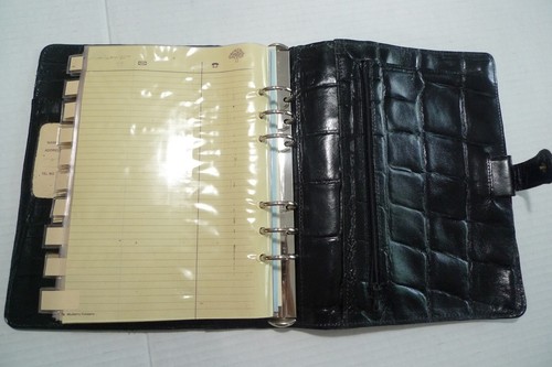 MULBERRY - A5 LEATHER PLANNER AND A-Z INDEX- BLACK- CROC PATTERN -MADE IN UK - Picture 10 of 24