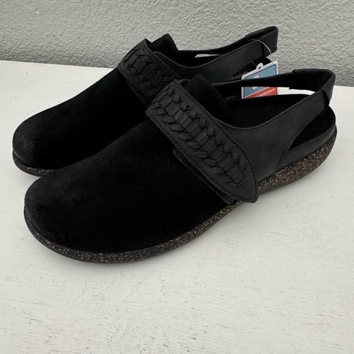 Aetrex Leni Slingback Clog Black Leather Comfort Shoes Women's Size 9
