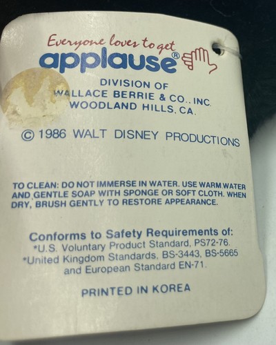 1986 Applause Disney Graduation Mickey Mouse 10” Plush New w/ Tags Rare - Picture 10 of 11
