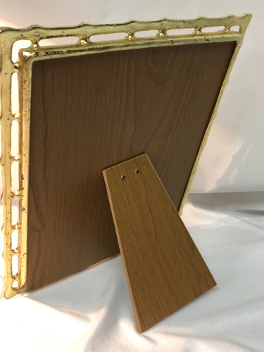 Large faux Bamboo gold gilt metal portrait frame vintage Hollywood regency mcm - Picture 5 of 6