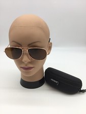 Rose Gold Classic Aviator Sunglasses Brown Lens with Carrying Case